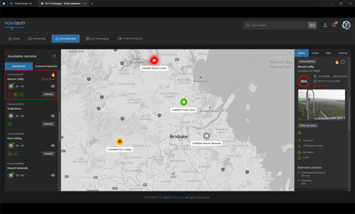 Threat Hunter - Fire Detection UI Map